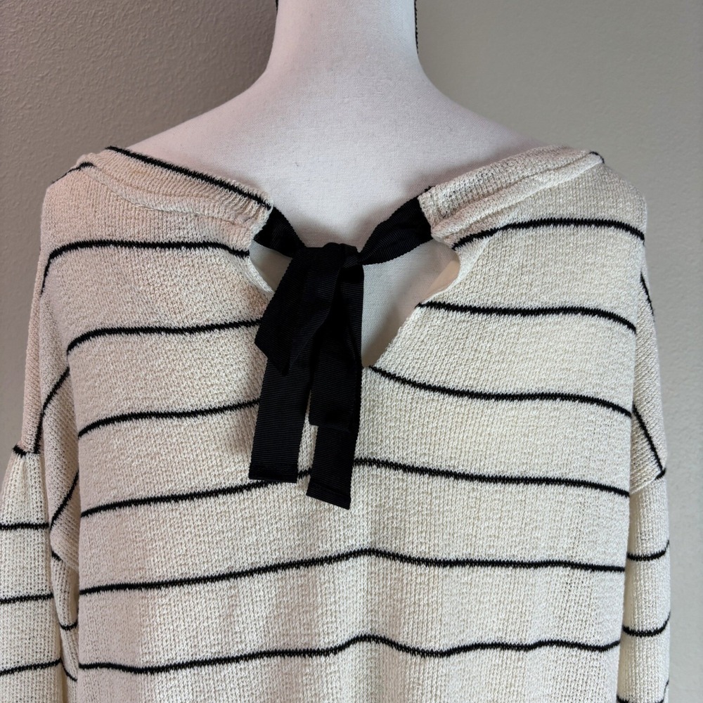 9.HIS STCL Striped Knit Top Peplum Tie Back Casual Cute Large Romantic Layered - Picture 8 of 10